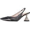 imageFSJ Women Pointed Toe Rhinestone Cone Low Heel Slingback Pumps Slip On Comfortable Ladies Satin Dancing Shoes Size 415 USBlack
