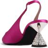 imageFSJ Women Pointed Toe Rhinestone Cone Low Heel Slingback Pumps Slip On Comfortable Ladies Satin Dancing Shoes Size 415 USHot Pink
