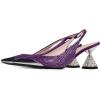 imageFSJ Women Pointed Toe Rhinestone Cone Low Heel Slingback Pumps Slip On Comfortable Ladies Satin Dancing Shoes Size 415 USPurple