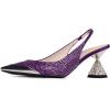 imageFSJ Women Pointed Toe Rhinestone Cone Low Heel Slingback Pumps Slip On Comfortable Ladies Satin Dancing Shoes Size 415 USPurple