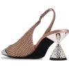 imageFSJ Women Pointed Toe Rhinestone Cone Low Heel Slingback Pumps Slip On Comfortable Ladies Satin Dancing Shoes Size 415 USRose Gold