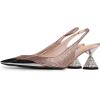 imageFSJ Women Pointed Toe Rhinestone Cone Low Heel Slingback Pumps Slip On Comfortable Ladies Satin Dancing Shoes Size 415 USRose Gold