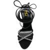 imageFSJ Women Rhinestones Strappy Jeweled Beaded Chunky High Heel Laceup Sandals Open Toe Ankle Strap Block Heel Sparkly Party Evening Dress Shoes Size 416 USBlack
