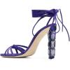 imageFSJ Women Rhinestones Strappy Jeweled Beaded Chunky High Heel Laceup Sandals Open Toe Ankle Strap Block Heel Sparkly Party Evening Dress Shoes Size 416 USPurple