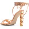 imageFSJ Women Rhinestones Strappy Jeweled Beaded Chunky High Heel Laceup Sandals Open Toe Ankle Strap Block Heel Sparkly Party Evening Dress Shoes Size 416 USGold