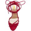 imageFSJ Women Rhinestones Strappy Jeweled Beaded Chunky High Heel Laceup Sandals Open Toe Ankle Strap Block Heel Sparkly Party Evening Dress Shoes Size 416 USRed