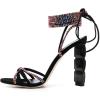 imageFSJ Women Rhinestones Strappy Jeweled Beaded Chunky High Heel Laceup Sandals Open Toe Ankle Strap Block Heel Sparkly Party Evening Dress Shoes Size 416 USBlackcolorful