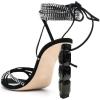 imageFSJ Women Rhinestones Strappy Jeweled Beaded Chunky High Heel Laceup Sandals Open Toe Ankle Strap Block Heel Sparkly Party Evening Dress Shoes Size 416 USBlack