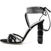 imageFSJ Women Rhinestones Strappy Jeweled Beaded Chunky High Heel Laceup Sandals Open Toe Ankle Strap Block Heel Sparkly Party Evening Dress Shoes Size 416 USBlack