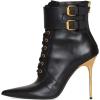 imageFSJ Women Sexy Pointed Toe Stiletto High Heel Ankle Boots Lace Up Back Zipper Comfortable Casual Mid Calf Boots Size 415 USBlack