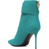 imageFSJ Women Sexy Pointed Toe Stiletto High Heel Ankle Boots Lace Up Back Zipper Comfortable Casual Mid Calf Boots Size 415 USBlue