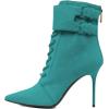 imageFSJ Women Sexy Pointed Toe Stiletto High Heel Ankle Boots Lace Up Back Zipper Comfortable Casual Mid Calf Boots Size 415 USBlue