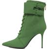 imageFSJ Women Sexy Pointed Toe Stiletto High Heel Ankle Boots Lace Up Back Zipper Comfortable Casual Mid Calf Boots Size 415 USGreen