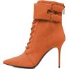 imageFSJ Women Sexy Pointed Toe Stiletto High Heel Ankle Boots Lace Up Back Zipper Comfortable Casual Mid Calf Boots Size 415 USOrange