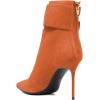 imageFSJ Women Sexy Pointed Toe Stiletto High Heel Ankle Boots Lace Up Back Zipper Comfortable Casual Mid Calf Boots Size 415 USOrange