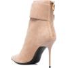 imageFSJ Women Sexy Pointed Toe Stiletto High Heel Ankle Boots Lace Up Back Zipper Comfortable Casual Mid Calf Boots Size 415 USPink