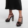 imageFSJ Women Strappy Platform Chunky High Heel Sandals Peep toe Special Rhinestone Heel Ankle Strap Buckle Pumps Shoes Size 415 USBlack