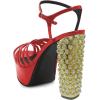 imageFSJ Women Strappy Platform Chunky High Heel Sandals Peep toe Special Rhinestone Heel Ankle Strap Buckle Pumps Shoes Size 415 USRed