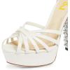 imageFSJ Women Strappy Platform Chunky High Heel Sandals Peep toe Special Rhinestone Heel Ankle Strap Buckle Pumps Shoes Size 415 USWhite