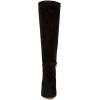 imageFSJ Women Trendy Pointed Toe Medium Chain Heel Knee High Boots Stretch Faux Suede Side Zipper Evening Work Stylish Outfit Shoes Size 416 USBlack