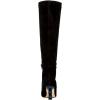 imageFSJ Women Trendy Pointed Toe Medium Chain Heel Knee High Boots Stretch Faux Suede Side Zipper Evening Work Stylish Outfit Shoes Size 416 USBlack