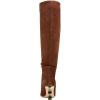 imageFSJ Women Trendy Pointed Toe Medium Chain Heel Knee High Boots Stretch Faux Suede Side Zipper Evening Work Stylish Outfit Shoes Size 416 USBrown