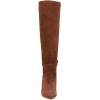 imageFSJ Women Trendy Pointed Toe Medium Chain Heel Knee High Boots Stretch Faux Suede Side Zipper Evening Work Stylish Outfit Shoes Size 416 USBrown