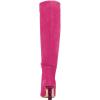 imageFSJ Women Trendy Pointed Toe Medium Chain Heel Knee High Boots Stretch Faux Suede Side Zipper Evening Work Stylish Outfit Shoes Size 416 USDeep Pink
