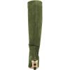 imageFSJ Women Trendy Pointed Toe Medium Chain Heel Knee High Boots Stretch Faux Suede Side Zipper Evening Work Stylish Outfit Shoes Size 416 USOlive Green