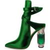 imageFSJ Women Classic Pointed Toe Crystal Block Chunky High Heels Bootie Elastic Ankle Wrap Slingback Party Shoes Size 415 M USGreen Crystal