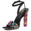imageFSJ Women Colored Diamond Heel Sandals Square Open Toe Ankle Strap Special Jewel Chunky High Heel Sandals Party Shopping Holiday Shoes Size 416 USBlackcolorful Rhinestones