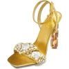 imageFSJ Women Colored Diamond Heel Sandals Square Open Toe Ankle Strap Special Jewel Chunky High Heel Sandals Party Shopping Holiday Shoes Size 416 USGold