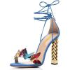 imageFSJ Women Gold Metal Chain Chunky High Heel Sexy Open Toe Butterfly One Strap Lace Up Sandals Party Prom Dressy Shoes Size 415 USBlue