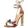 imageFSJ Women Gold Metal Chain Chunky High Heel Sexy Open Toe Butterfly One Strap Lace Up Sandals Party Prom Dressy Shoes Size 415 USBrown