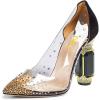 imageFSJ Women High Crystal Chunky Heel Transparent PVC Pumps Rhinestones 105mm Clear Heels Pointed Closed Toe Slip On Pump Bridal Wedding Party Dress Shoes Size 416 USBlack Suede