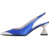 imageFSJ Women Pointed Toe Rhinestone Cone Low Heel Slingback Pumps Slip On Comfortable Ladies Satin Dancing Shoes Size 415 USBlue