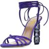 imageFSJ Women Rhinestones Strappy Jeweled Beaded Chunky High Heel Laceup Sandals Open Toe Ankle Strap Block Heel Sparkly Party Evening Dress Shoes Size 416 USPurple