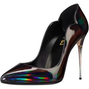 imageFSJ Women High Heels Closed Pointed Toe Pumps Sexy Slip On Metal Stilettos Party Wedding Daily Wear Basic Fashion Dressy Shoes Size 416 USColorful Black