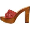 imageFSJ Women Braided Open Toe Sandal Platform Chunky High Heel Mule Woven Slip On Comfortable Fashion Summer Slippers Slide Shoes Size 416 USRed