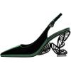 imageFSJ Women Chic Pointed Toe Butterfly High Heel Slingback Pumps Special Slip On Ankle Strap Ladies Party Wedding Dress Shoes Size 416 USGreen