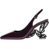 imageFSJ Women Chic Pointed Toe Butterfly High Heel Slingback Pumps Special Slip On Ankle Strap Ladies Party Wedding Dress Shoes Size 416 USPlum