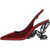 imageFSJ Women Chic Pointed Toe Butterfly High Heel Slingback Pumps Special Slip On Ankle Strap Ladies Party Wedding Dress Shoes Size 416 USRed