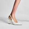 imageFSJ Women Chic Pointed Toe Butterfly High Heel Slingback Pumps Special Slip On Ankle Strap Ladies Party Wedding Dress Shoes Size 416 USWhite