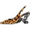 imageFSJ Women Chic Pointed Toe Butterfly High Heel Slingback Pumps Special Slip On Ankle Strap Ladies Party Wedding Dress Shoes Size 416 USYellow Leopard Print