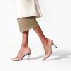 imageFSJ Women Classic Pearls Heel Pumps Pointed Toe Slip On High Heel 9cm Glossy Leather Ladies Office Party Dress Pump Shoes Size 416 USNude