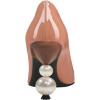 imageFSJ Women Classic Pearls Heel Pumps Pointed Toe Slip On High Heel 9cm Glossy Leather Ladies Office Party Dress Pump Shoes Size 416 USNude