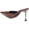 imageFSJ Women Gorgeous Studded Pointed Toe Mules Stiletto High Heel Slip On Ladies Casual Dress Slipper Shoes Size 415 USSaddle Brown