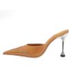 imageFSJ Women Gorgeous Studded Pointed Toe Mules Stiletto High Heel Slip On Ladies Casual Dress Slipper Shoes Size 415 USSandy Brown