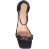 imageFSJ Women Rhinestone Block Low Heel Sandals Square Open Toe Ankle Strap Chunky Heeled Sandals Wedding Dress Sparkly Bridal Prom Shoes Size 416 USBlack