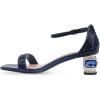 imageFSJ Women Rhinestone Block Low Heel Sandals Square Open Toe Ankle Strap Chunky Heeled Sandals Wedding Dress Sparkly Bridal Prom Shoes Size 416 USBlue